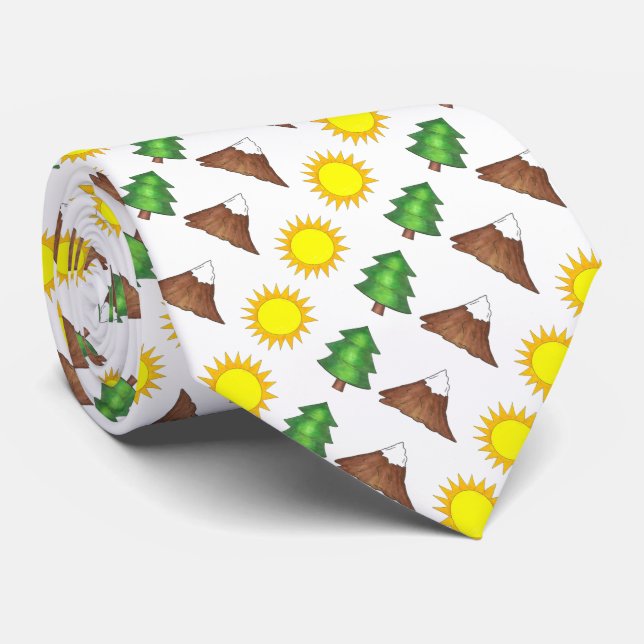 Mountain Climbing Tree Sunshine Camp Camping Tie (Rolled)
