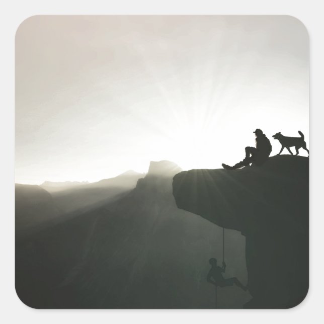 Mountain climbing Yosemite motivation and humour Square Sticker (Front)