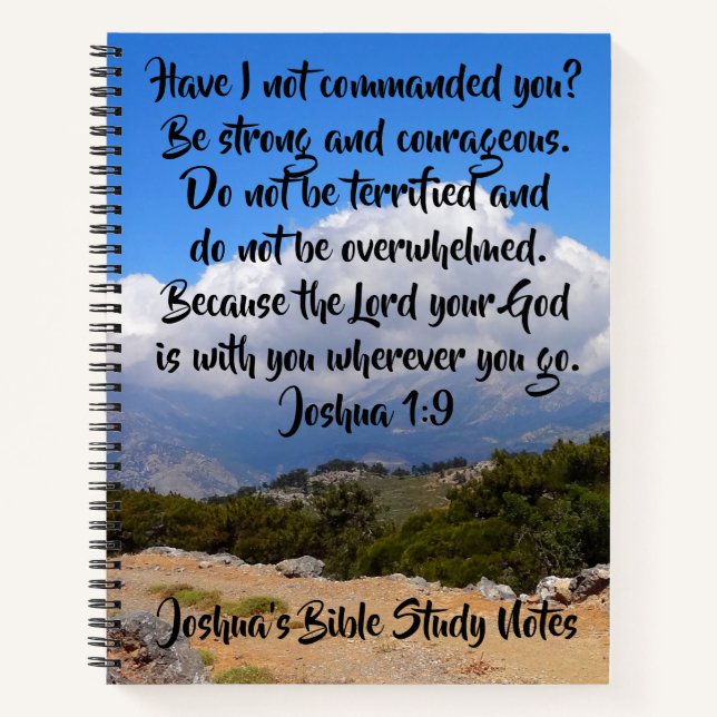 Mountain Cloud Joshua 1:9 Customisable Bible Verse Notebook (Front)