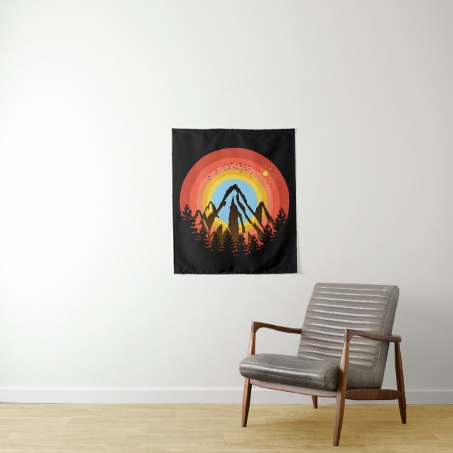 MOUNTAIN COLORFUL SUNSET  TAPESTRY (In Situ)