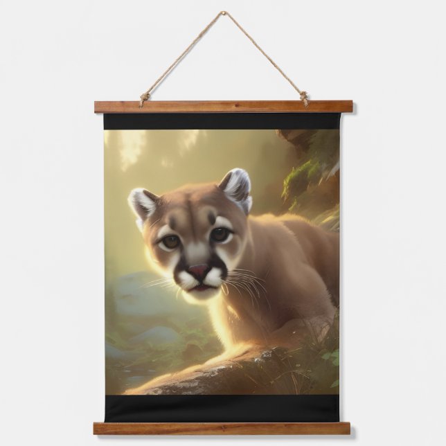 Mountain Cougar Wildlife Portrait   Hanging Tapestry (Front)