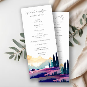 Mountain Country Field Landscape Wedding Program Invitation