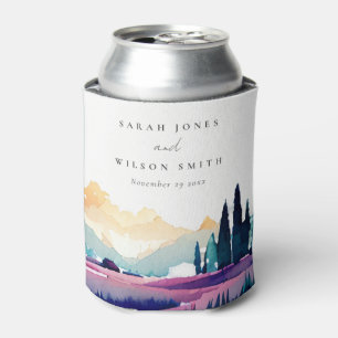 Mountain Country Lilac Fields Landscape Wedding Can Cooler
