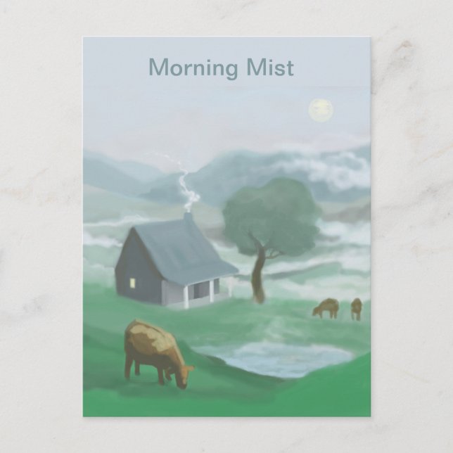 Mountain country morning mist Postcard (Front)
