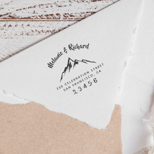 Mountain Custom Wedding Names & Return Address Rubber Stamp
