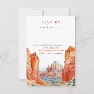 Mountain Desert Watercolor Wedding RSVP Card