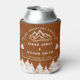 Mountain Destination simple minimal Wedding  Can Cooler