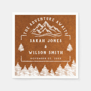 Mountain Destination simple minimal Wedding Napkin