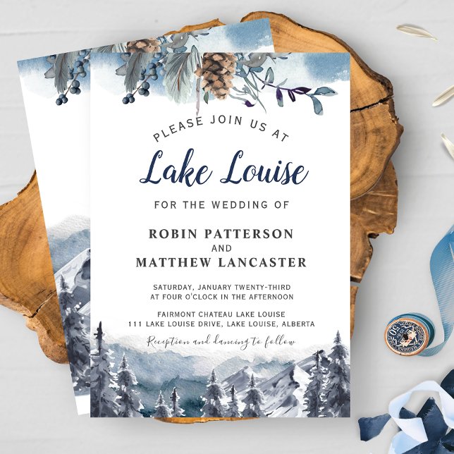 Mountain Destination, Watercolor Forest Wedding Invitation (Creator Uploaded)