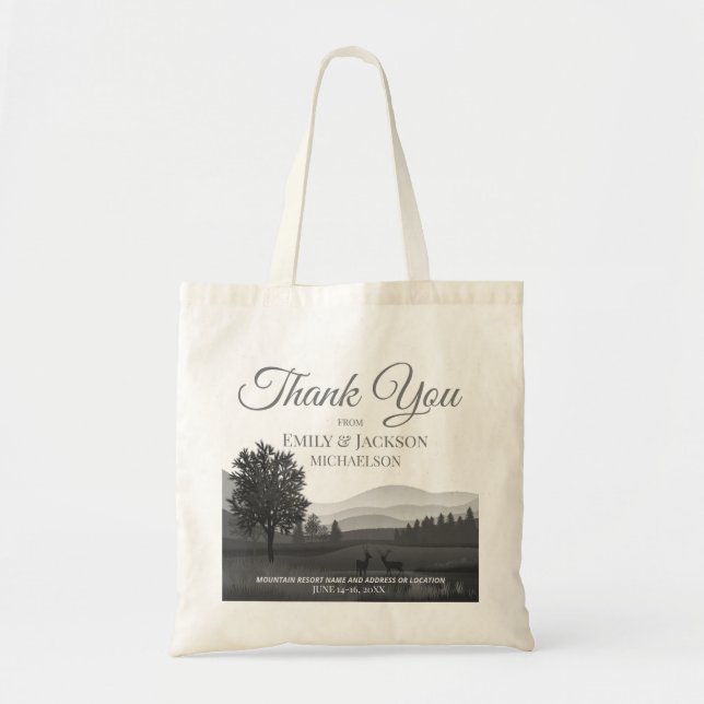 Mountain Destination Wedding Favor Gift Tote Bag (Front)