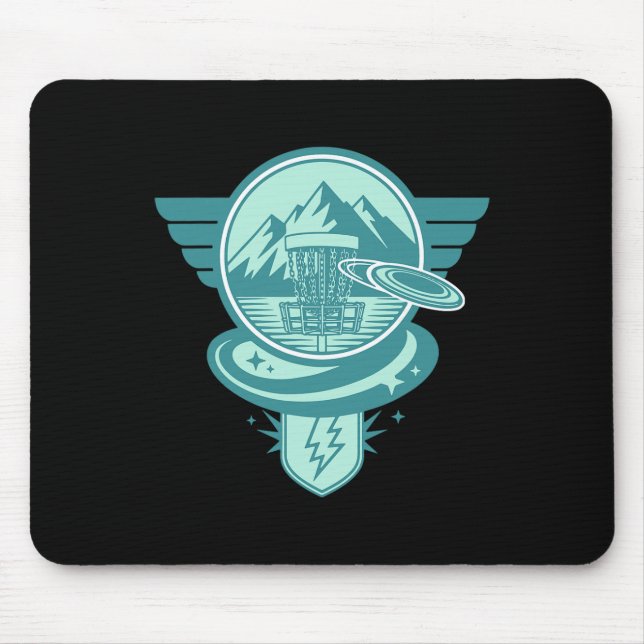 Mountain Disc Golf Basket Flying Disc Scene  Mouse Mat (Front)