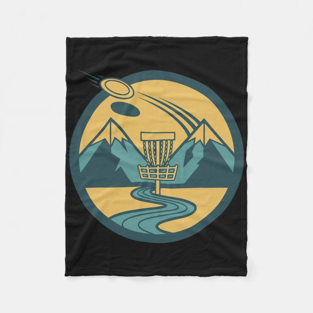 Mountain Disc Golf Scene Flying Disc Basket Course Fleece Blanket (Front)