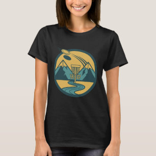 Mountain Disc Golf Scene Flying Disc Basket Course T-Shirt