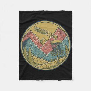 Mountain Disc Golf Scene Flying Disc Basket Frisbe Fleece Blanket