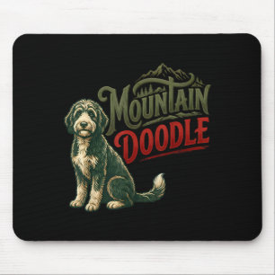 Mountain doodle dog lovers vintage retro outdoor mouse mat