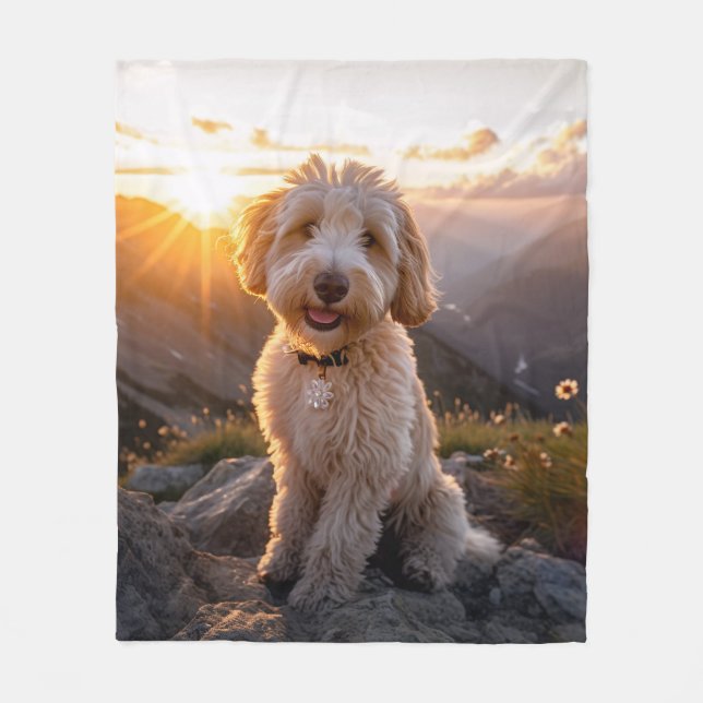 Mountain Doodle Fleece Blanket (Front)