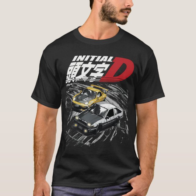 Mountain Downhill Night Drift Racing Initial D Tan T-Shirt (Front)