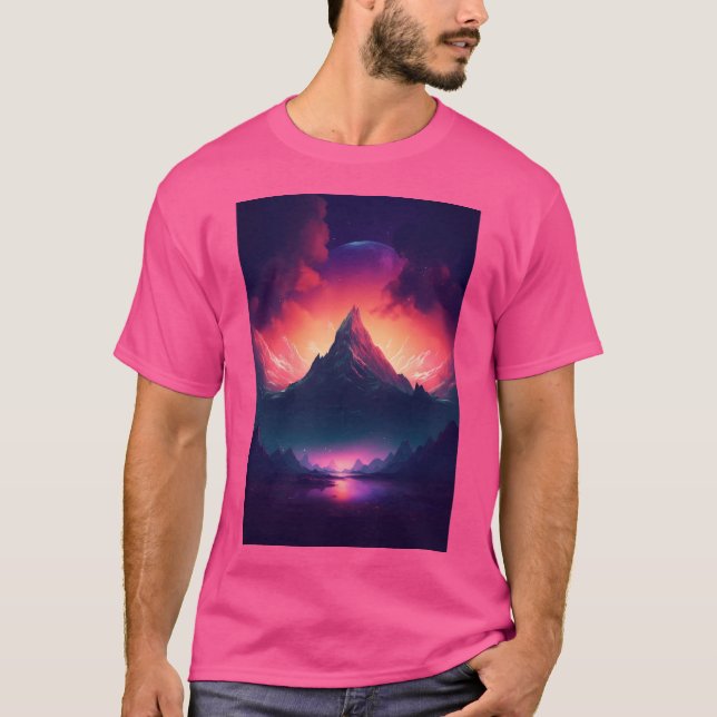 Mountain Dreamscape Synthwave Serenity In Nature'S T-Shirt (Front)