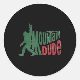 Mountain Dude Funny Bigfoot Hiking Design Classic Round Sticker