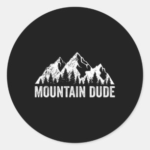 Mountain Dude Nature Rock Climbing Hiking Camping Classic Round Sticker