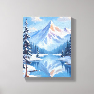 Mountain Escape Winter Snow Watercolor Nature Canvas Print