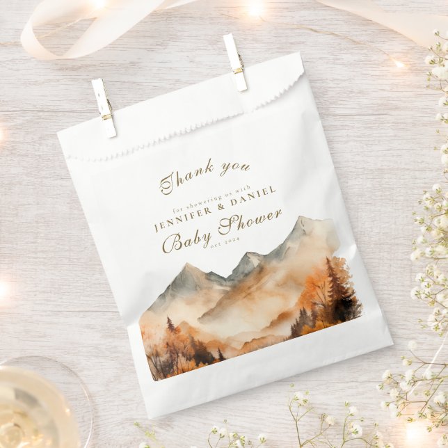 Mountain Fall Adventure with Bear Baby Shower  Favour Bags (Clipped)