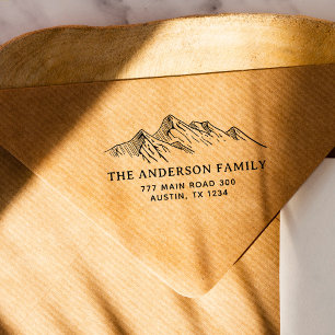 Mountain Family Name Return Address Rubber Stamp