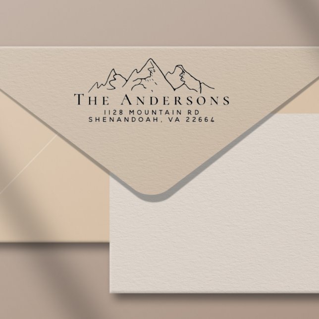 Mountain Family Name Return Address Self-inking Stamp (Embrace the allure of the mountains and celebrate your love for the outdoors)