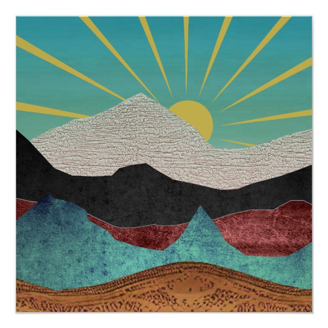 Mountain Fantasy Sunrise Poster (Front)