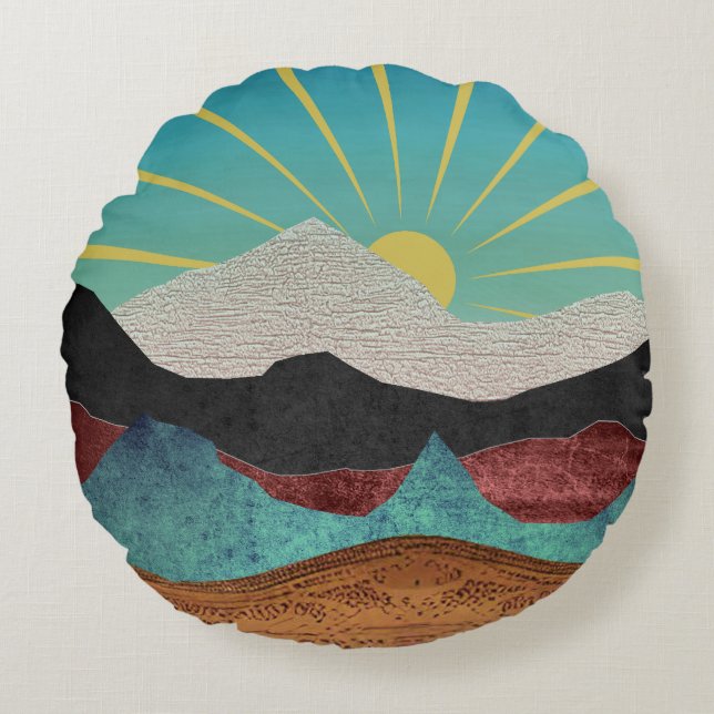 Mountain Fantasy Sunrise Round Cushion (Front)