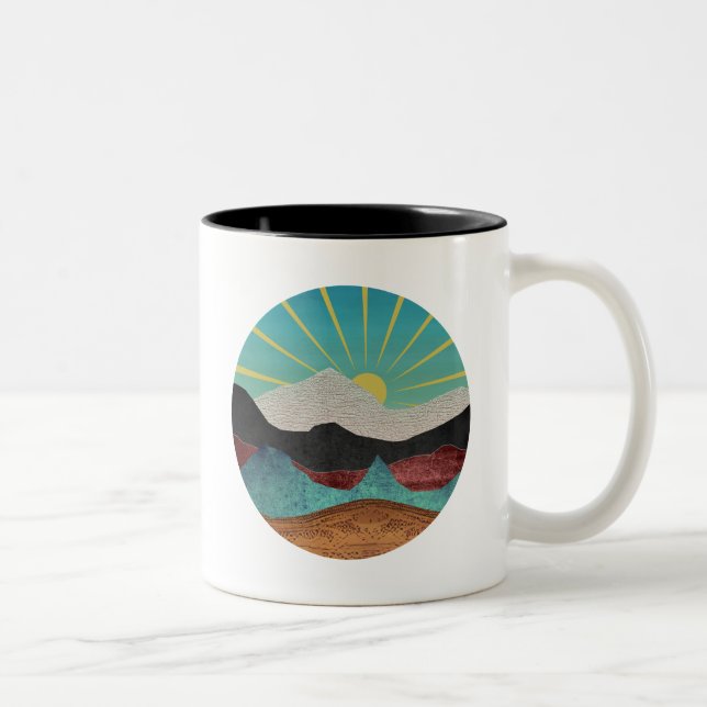 Mountain Fantasy Sunrise Two-Tone Coffee Mug (Right)