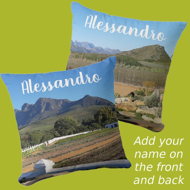 Mountain Farm Garden Photographic Named Two Sided Cushion (Creator Uploaded)