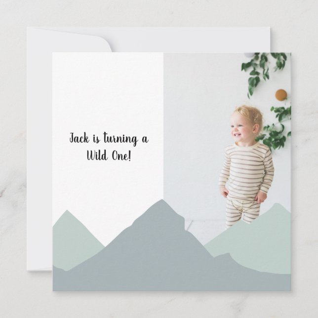 Mountain First Birthday Photo Invitation (Front)