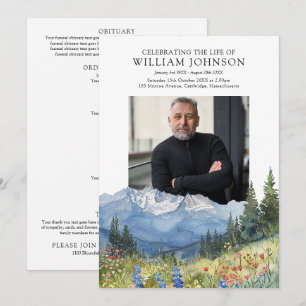 Mountain Floral Memorial Funeral Order Of Service Programme