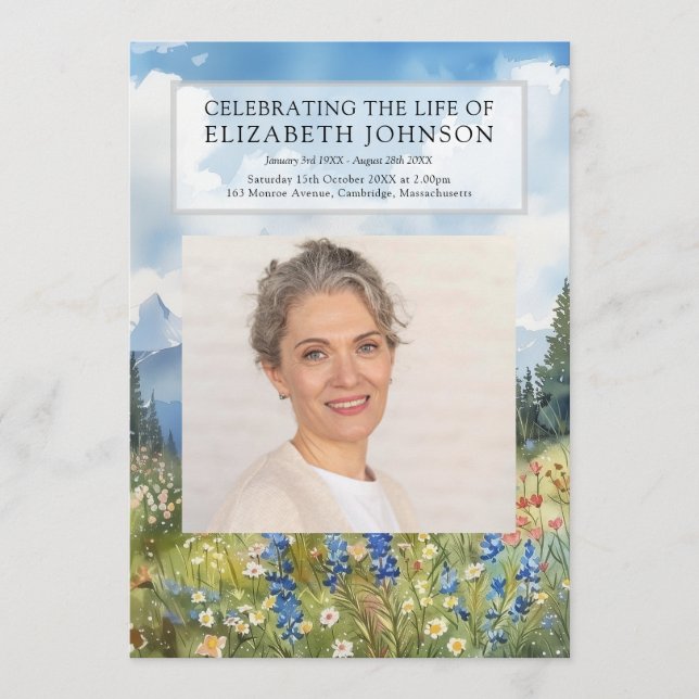 Mountain Floral Memorial Funeral Order Of Service Programme (Front)