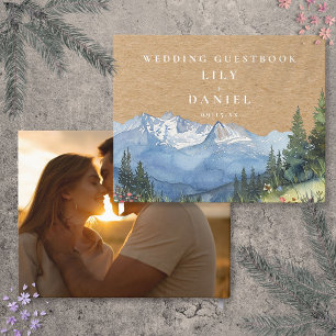 Mountain Floral Rustic Kraft Wedding Photo Guest Book