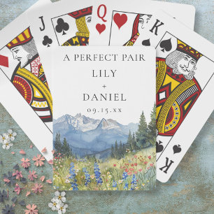 Mountain Floral Wedding Perfect Pair Favor Playing Cards
