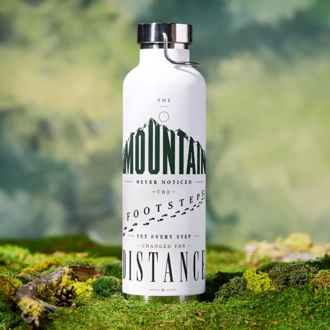 Mountain Footsteps Distance Quote Water Bottle (Outdoor)
