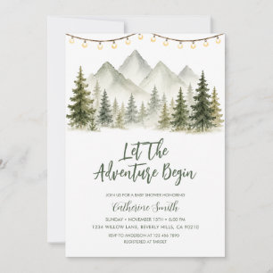 Mountain Forest Adventure Begin Baby Shower Invitation