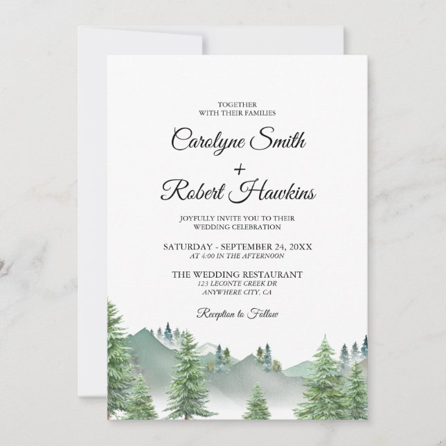 Mountain Forest All In One Wedding Invitation (Front)