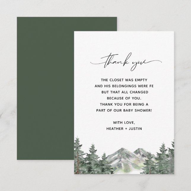 Mountain Forest Baby Shower Thank You Cards (Front/Back)