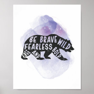 Mountain Forest Bear Lover Silhouette Poster