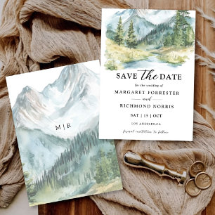 Mountain Forest Boho Rustic Wedding Save The Date Invitation