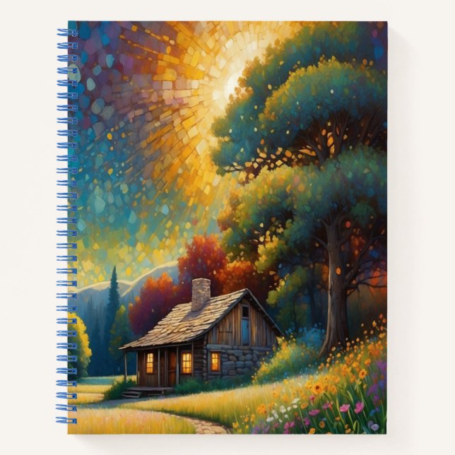 Mountain Forest Cabin Art Notebook (Front)