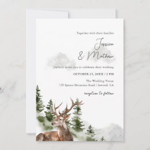Mountain Forest Deer Wedding Invitation