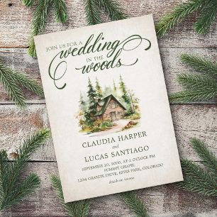 Mountain Forest Destination Wedding Details Invitation