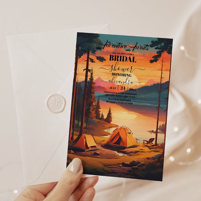 Mountain Forest Elegant Rustic Bridal Shower Invitation (Creator Uploaded)