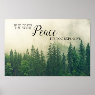 Mountain Forest Fog Peace Quote Saying Poster
