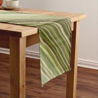 Mountain Forest Green and Brown Stripe Short Table Runner