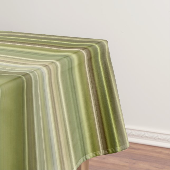 Mountain Forest Green and Brown Stripe Tablecloth (In Situ)